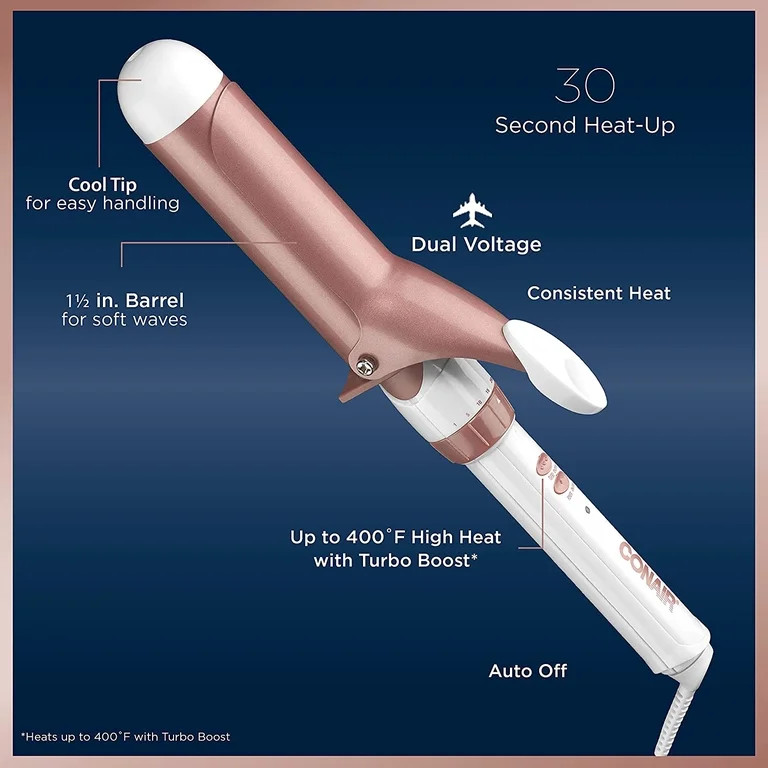 Conair Double Ceramic Curling Iron, 1.5-inch, Rose Gold, CD703GN | Walmart (US)