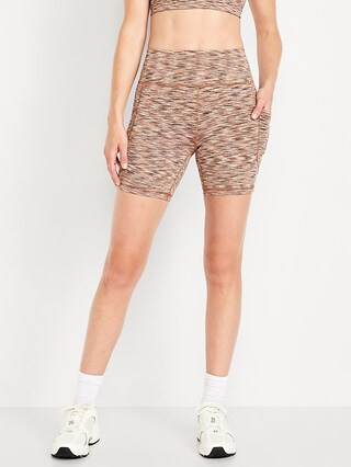 High-Waisted PowerSoft Pocket Biker Shorts -- 6-inch inseam | Old Navy (US)