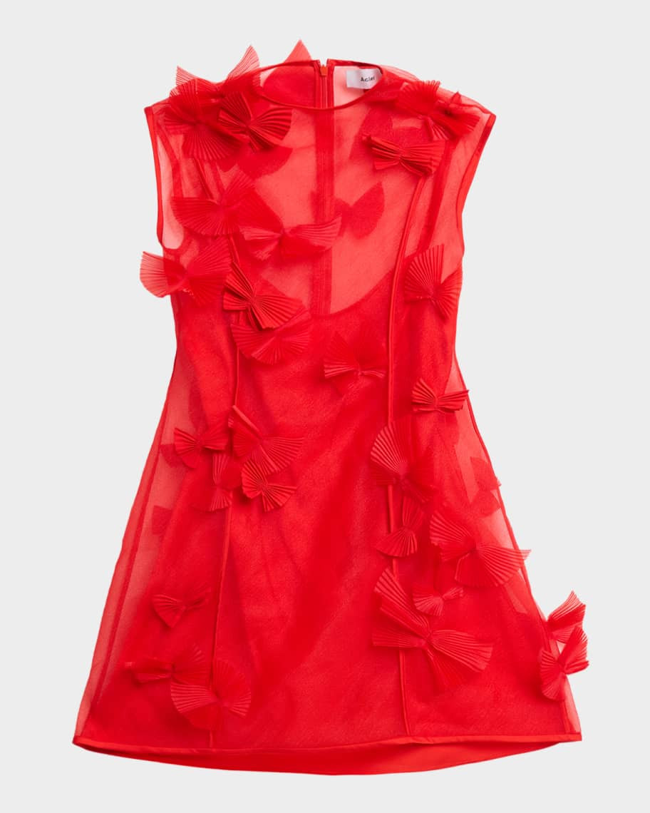 Acler Croanford Sheer 3D Appliqué Mini Dress | Neiman Marcus