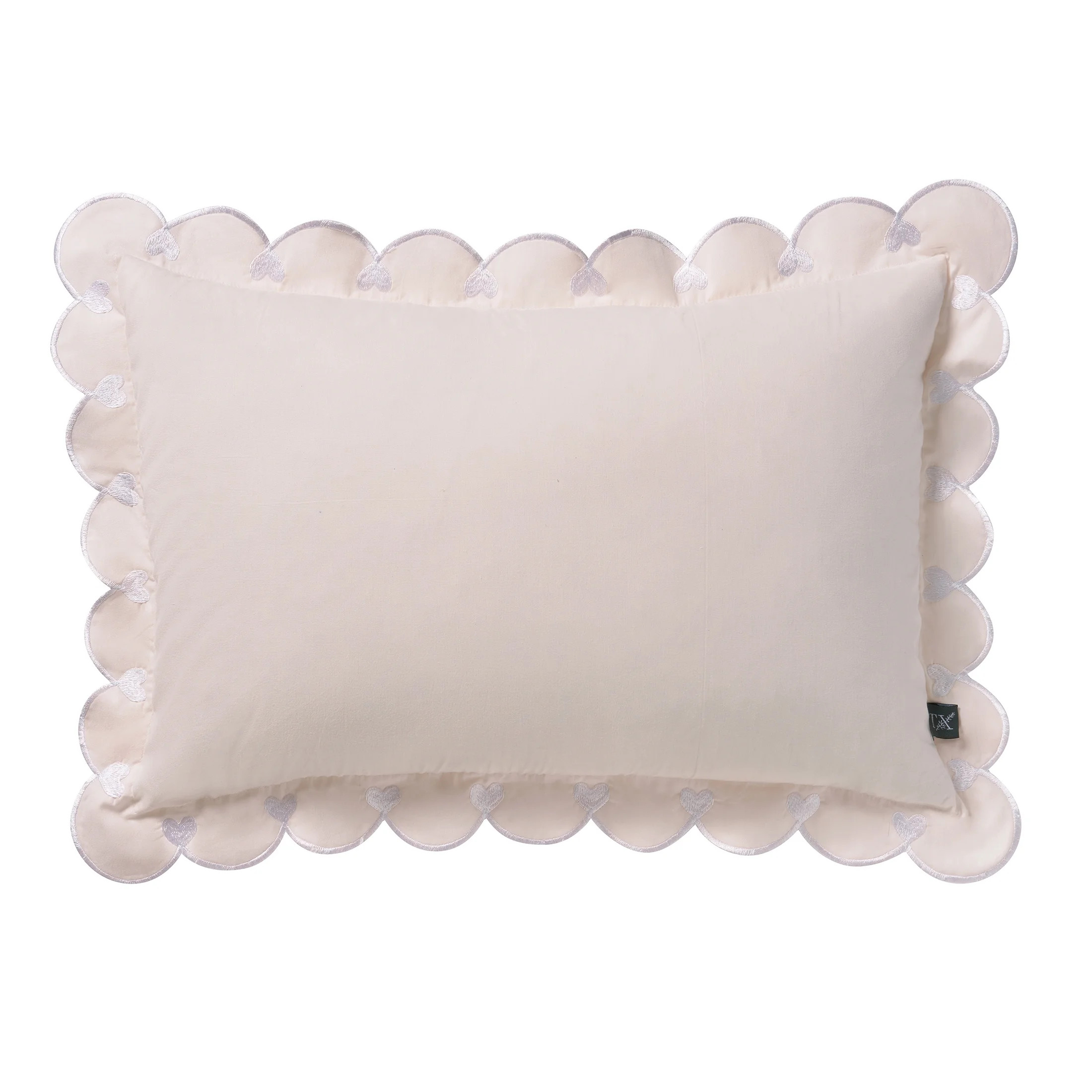 My Texas House 14" x 20" Pink Scallop Embroidered Hearts Cotton Decorative Pillow Cover | Walmart (US)