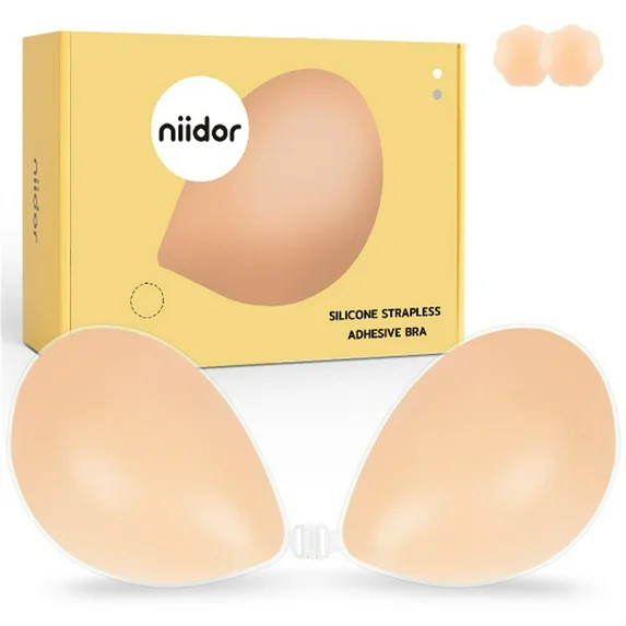Niidor Sticky Bra Strapless Adhesive Bra Invisible Push up Silicone Bra for Women Sticky Boobs fo... | Walmart (US)