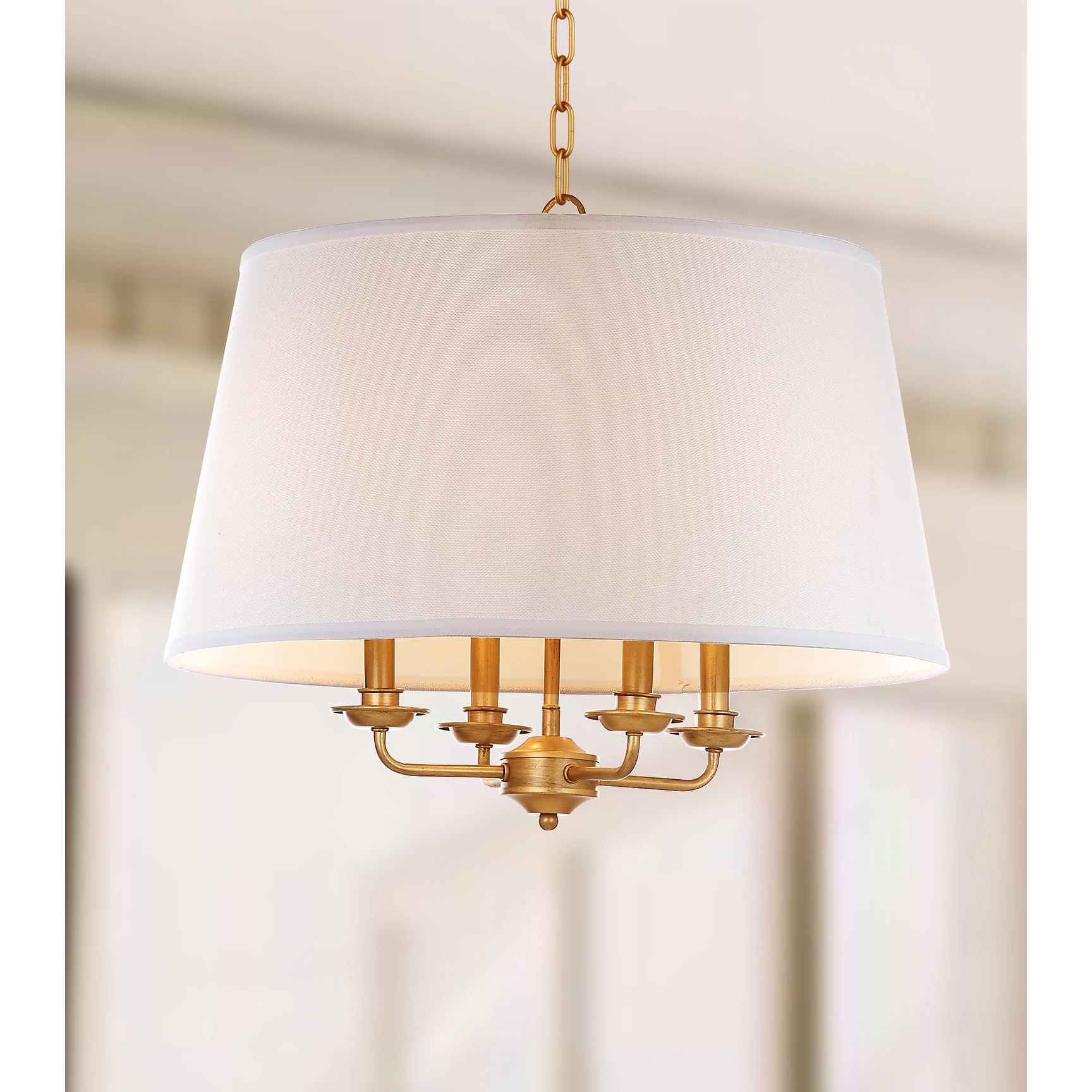 SAFAVIEH Lighting Anika Adjustable 4-Light Gold/ White Pendant - 22"x22"x23-93" - Gold/White - 22... | Overstock