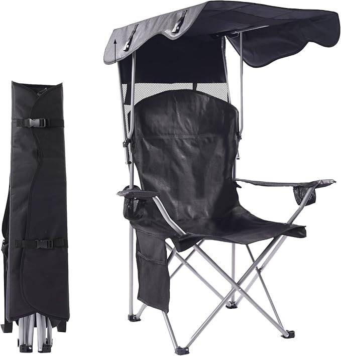 CozyBox Portable Folding Camping Chairs with Canopy Shade, Beach Chair for Adults, Durable Weathe... | Amazon (US)
