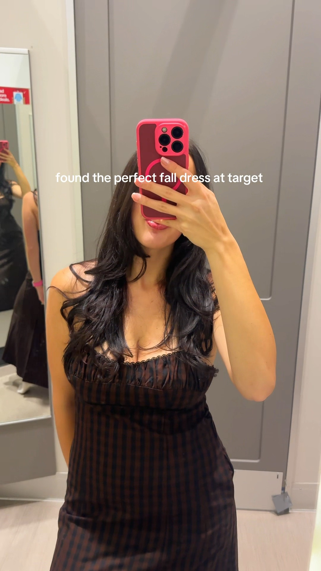 Found the prettiest fall dress at target 🤎 I’m wearing a 6 but could’ve sized up for the chest area #familyphotos #gingham#targetdress #familypictureoutfit