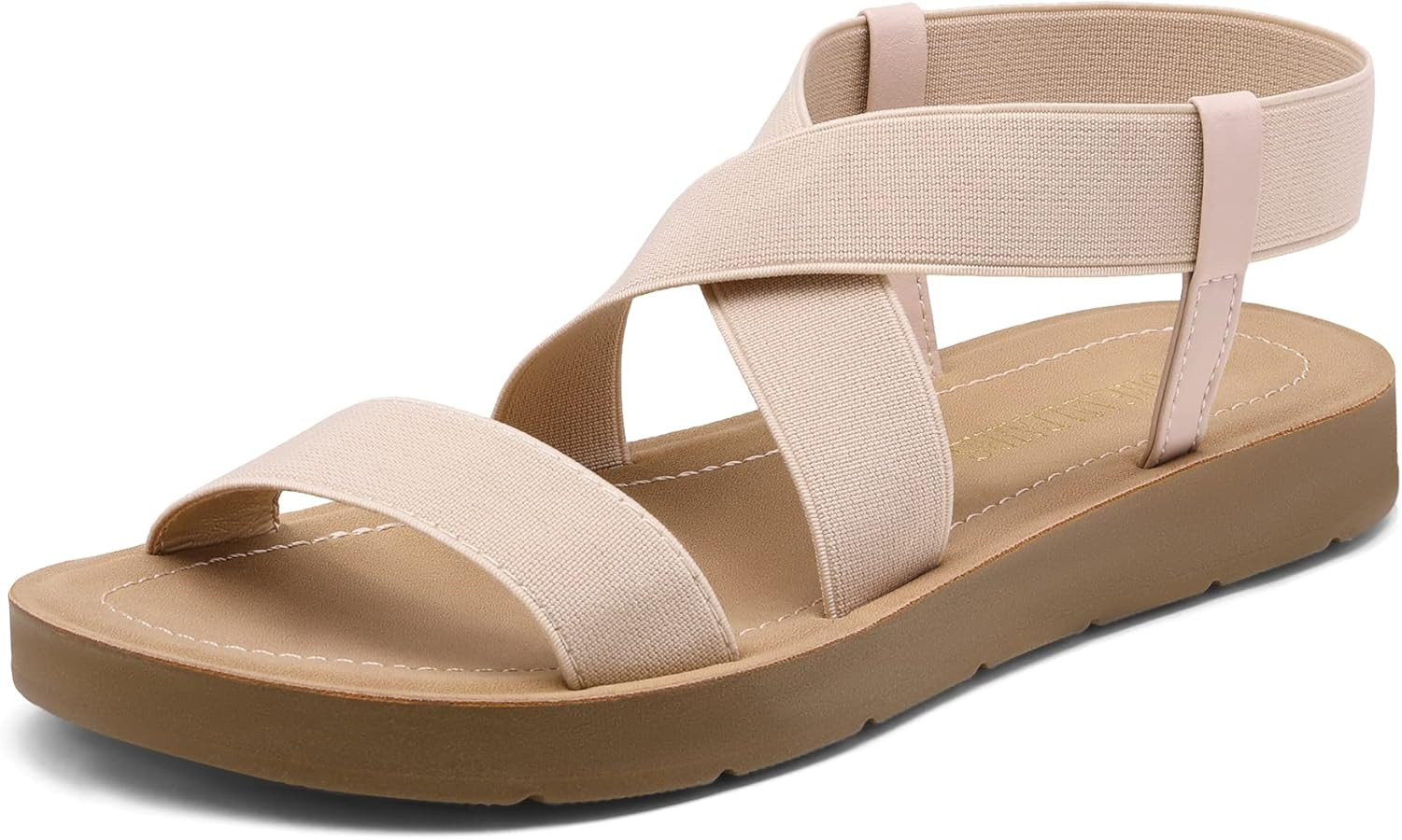 DREAM PAIRS Women's Open Toe Elastic Ankle Strap Flat Summer Sandals | Amazon (US)