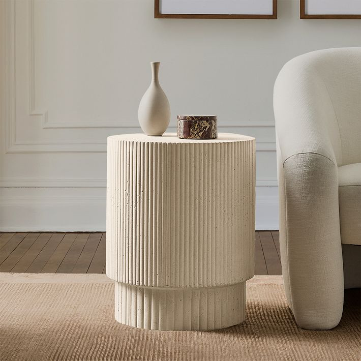 Fluted Concrete Side Table (16") | West Elm (US)