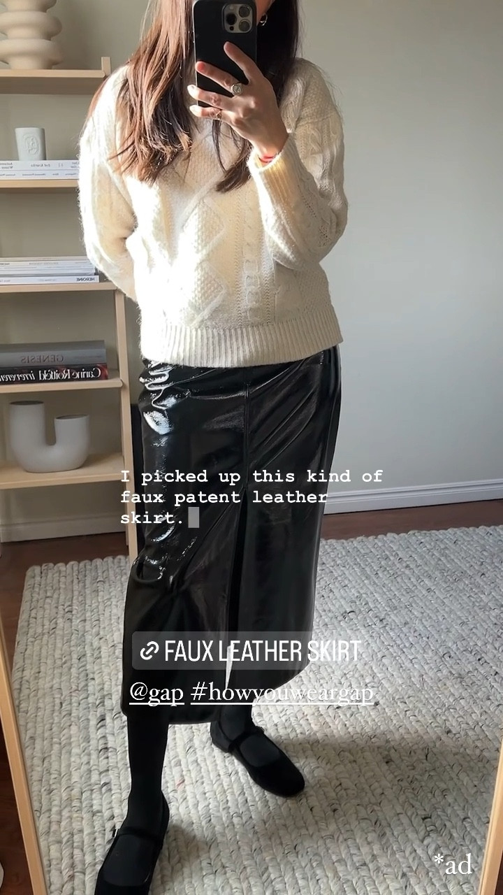 Deina Leather Midi Skirt