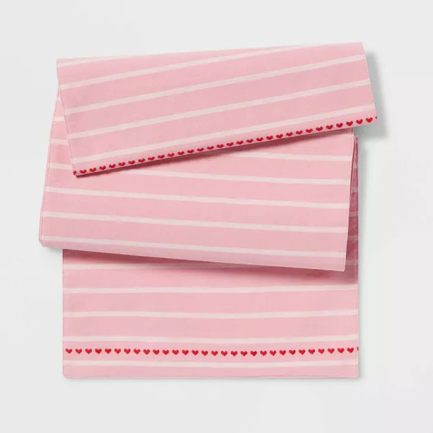 72" x 14" Cotton Dobby Stripe Table Runner Pink - Threshold™ | Target