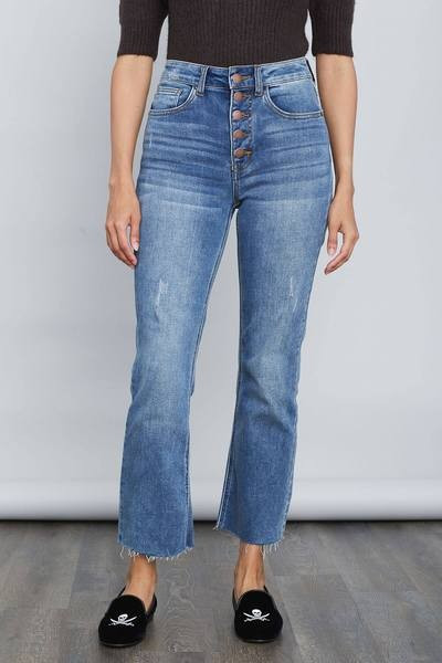 Risen Button Front Straight Leg Jeans | Social Threads