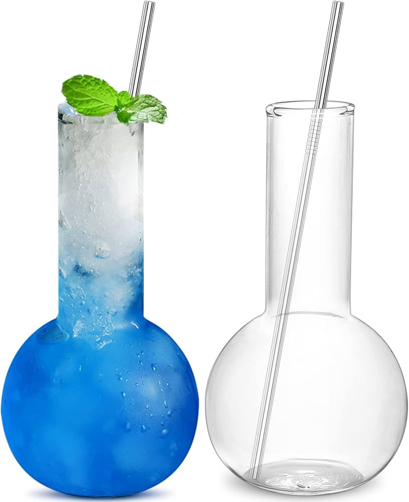 INFTYLE Creative Tube Cocktail Glass Set of 2-14oz Distilling Flask Clear Glass for Cocktail Mart... | Amazon (US)
