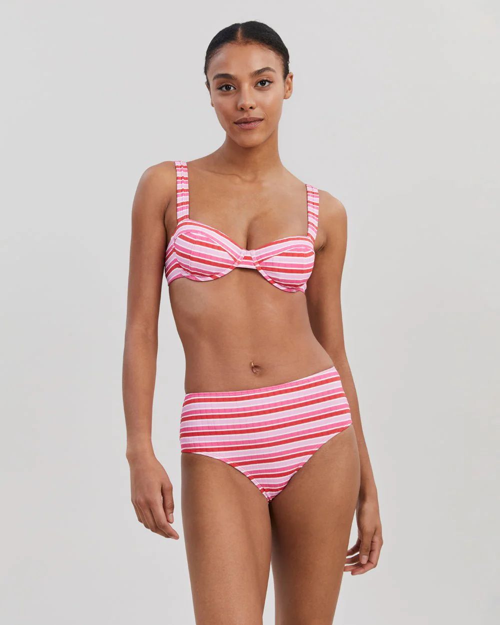 The Lilo Ribbed Bikini Bottom in Pink Multi Stripe | Solid & Striped