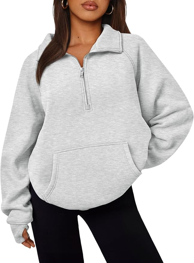 Trendy Queen Womens Oversized Sweatshirts Quarter Zip Pullover Long Sleeve Fall Fashion 2025 Wint... | Amazon (US)