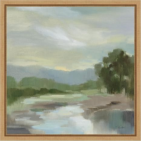 Amanti Art Framed Canvas Wall Art Print (16x16) Sage Lake by Silvia Vassileva Float Framed Canvas... | Amazon (US)