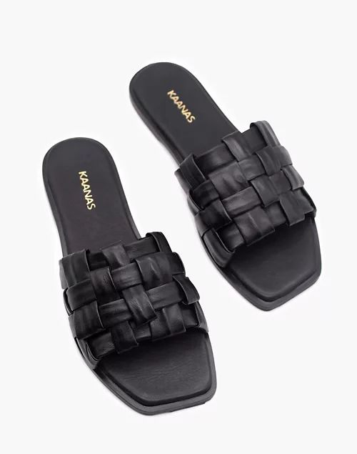 KAANAS Belinha Basketweave Allover Leather Slide | Madewell