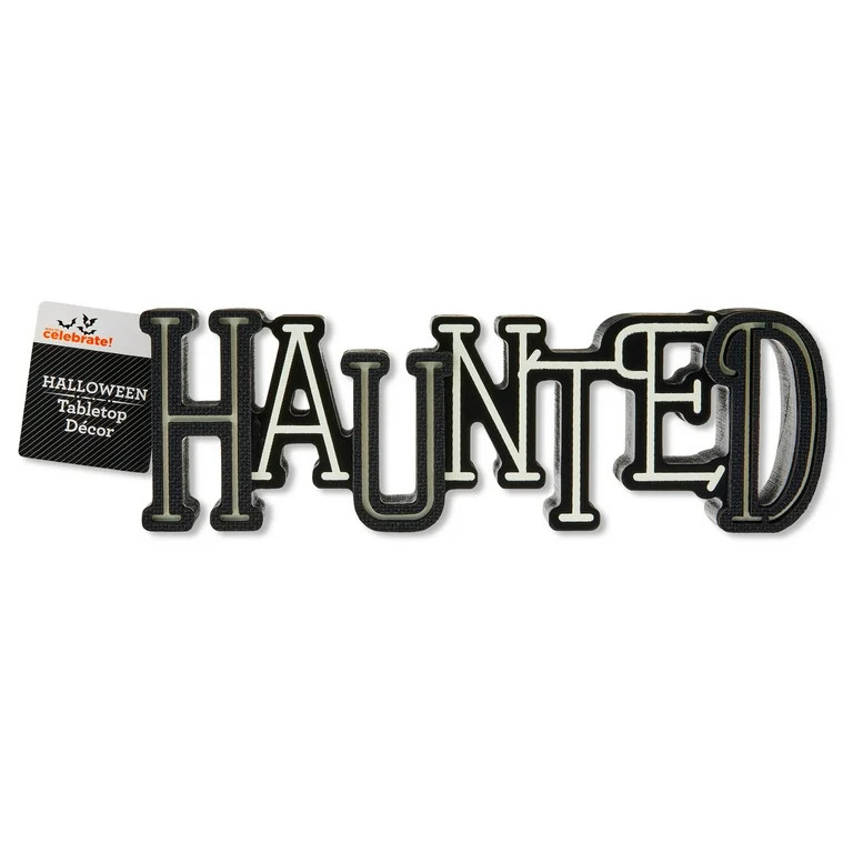 Haunted Cut-Out Tabletop Decor, Black & White, 9.84" W, Halloween by Way To Celebrate | Walmart (US)