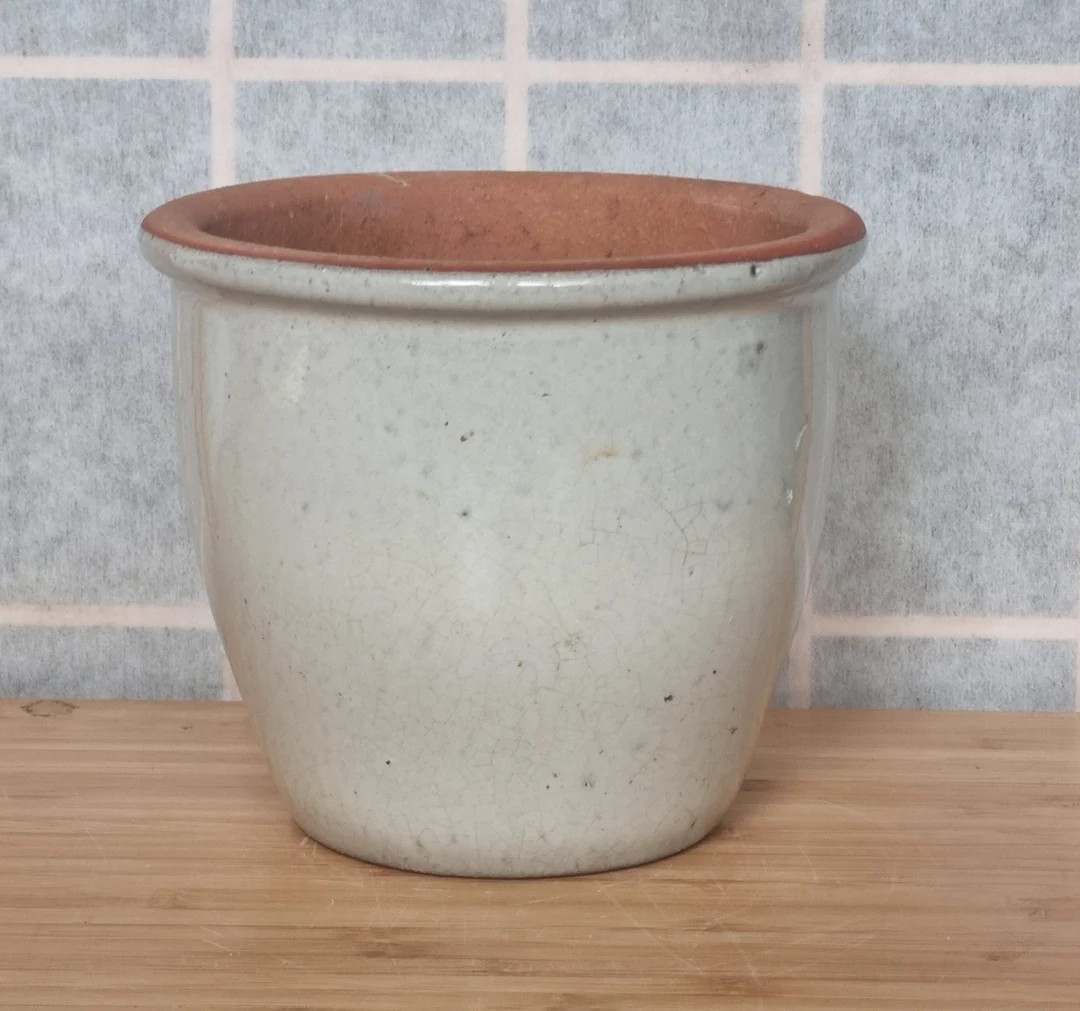 Vintage Glazed Planter | Beige Terracotta Plant Pot | Rustic Flower Container | Small Indoor Outd... | Etsy (US)