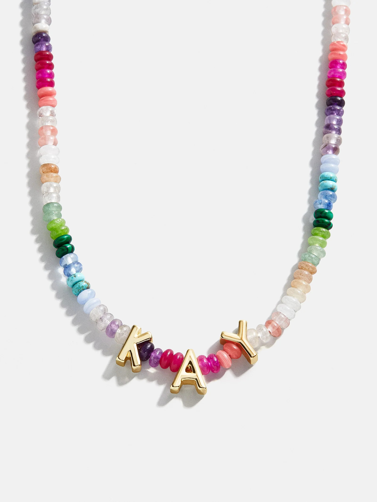 Semi-Precious Custom Nameplate Necklace - Multi | BaubleBar