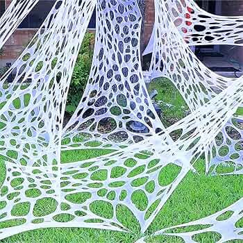 Giant Durable Spider Webs Halloween Decorations Outdoor, Stretchy Beef Netting for Halloween Part... | Amazon (US)
