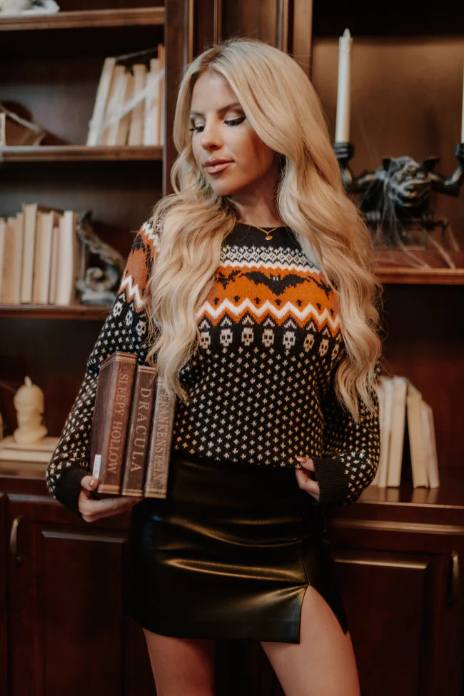 Haunting Halloween Black Fair Isle Sweater Macy Blackwell X Pink Lily | Pink Lily