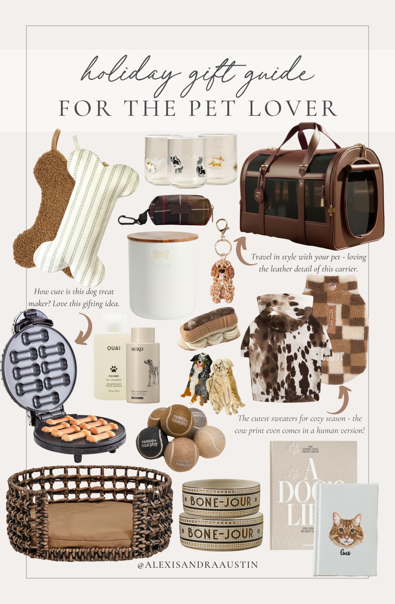 Holiday gift guide for the pet! The cutest finds from trendy accessories to items that will be sure to please the pet in your life. 

Holiday gift guide, for the pets, pet gift guide, trendy dog finds, dog sweater, pet carrier, pet treat maker, pet toys, pet stockings, woven pet bed, treat canister, Etsy, Pottery Barn style, Abercrombie, Anthropologie, Wayfair, Chewy, shop the look!

#LTKSeasonal #LTKHoliday #LTKGiftGuide