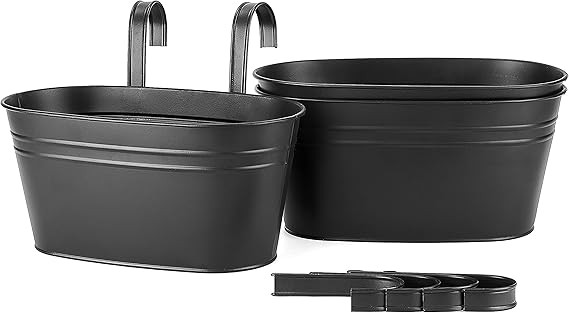 Dahey Metal Iron Hanging Flower Pots for Railing Fence Hanging Bucket Pots Countryside Style Wind... | Amazon (US)