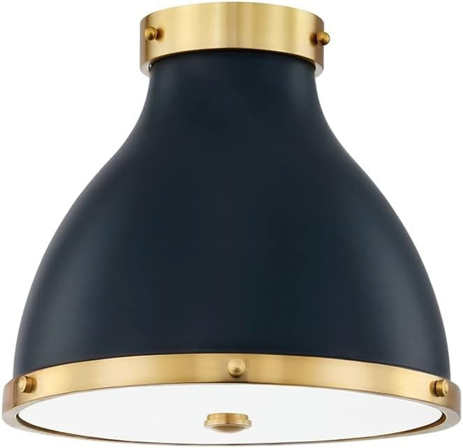 Hudson Valley Lighting MDS360-AGB/DBL Painted No. 3-2 Light Flush Mount, Aged Brass/Darkest Blue ... | Amazon (US)