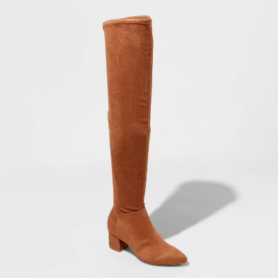 Women's Naviah Faux Leather Heeled Over the Knee Boots - A New Day™ | Target
