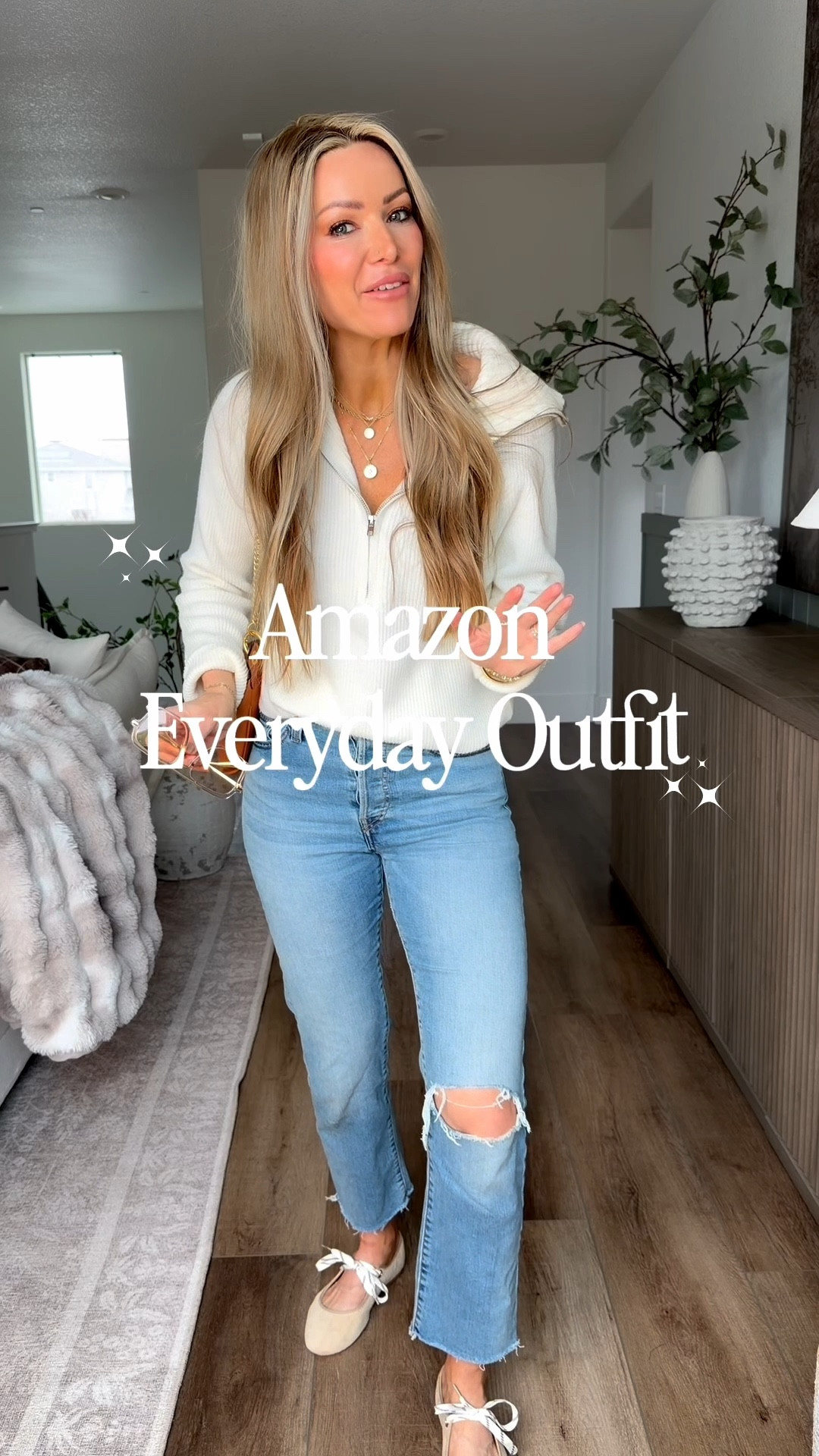 Winter Outfit Inspo! ✨ comment AMAZON below and I will message you all the details to this everyday outfit idea that you can save and repeat!
High quality half zip pullover, my favorite jeans, the cutest ballet flats and more!
#winteroutfits #winteroutfitideas #momoutfit

#LTKgrwm #LTKOver40 #LTKootd