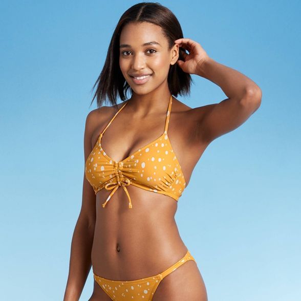 Women's Shoulder Tie Bikini Top - Kona Sol™ Yellow Dot Print | Target