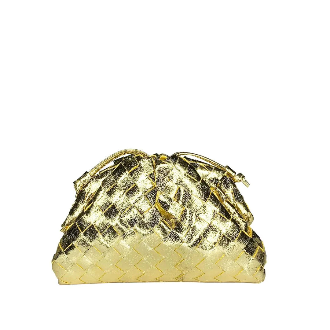 Woven Cloud Clutch - Metallic Gold | Accessory Concierge