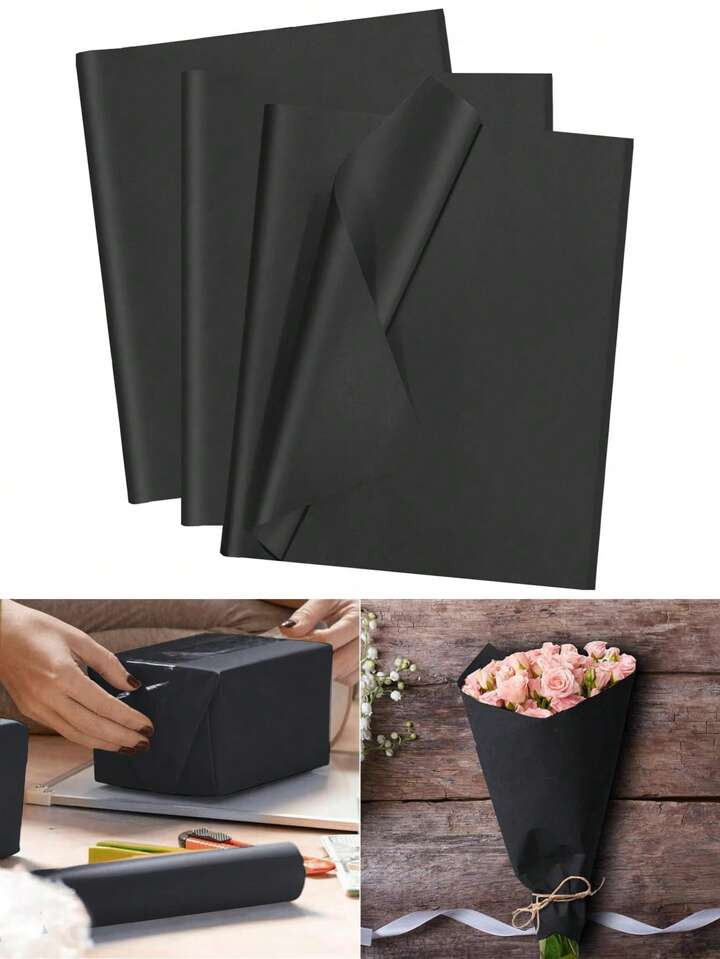 50 Sheets 20"X14" Black Tissue Paper Bulk For Gift Bags Wrapping Paper For DIY Crafts Birthday Ha... | SHEIN