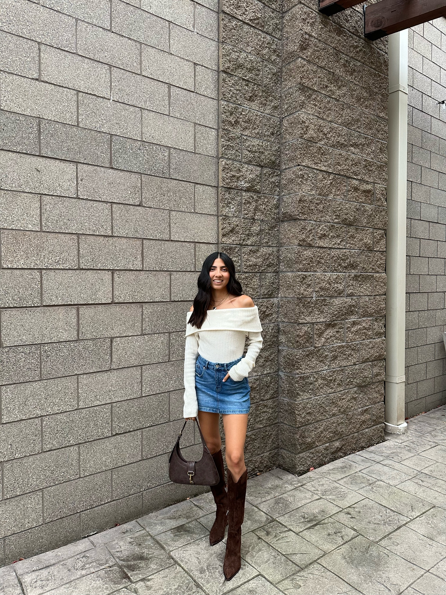 Fall Outfit Idea
denim skirt, knee high boots, of the shoulder sweater, sweater top, shoulder bag, casual fall outfitts

#LTKSeasonal #LTKStyleTip