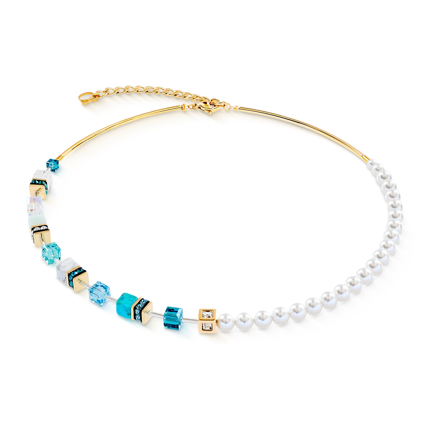 GeoCUBE\u00ae Precious Fusion Pearls necklace turquoise | Coeur de Lion