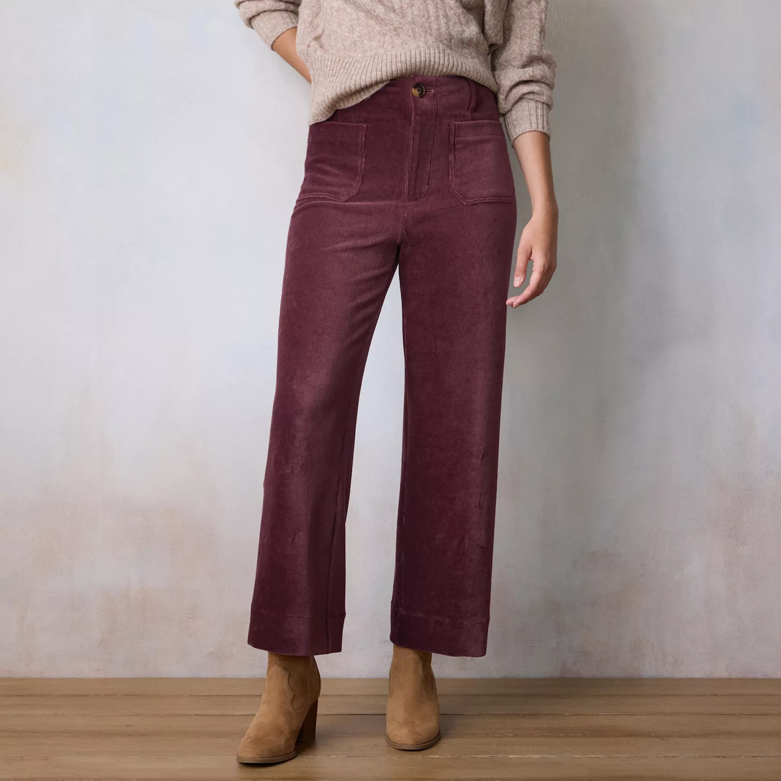 Women's LC Lauren Conrad Super High-Rise Wide Leg Crop Pants, Size: 2, Maddie Purple | Kohl's