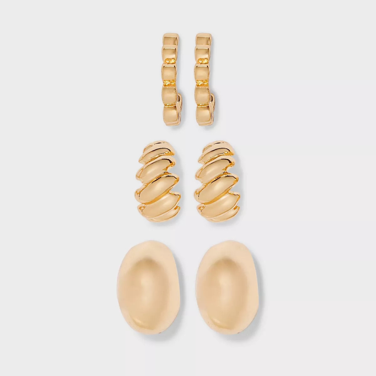 Textured Hoops Earring Set 3pc - A New Day™ Gold | Target