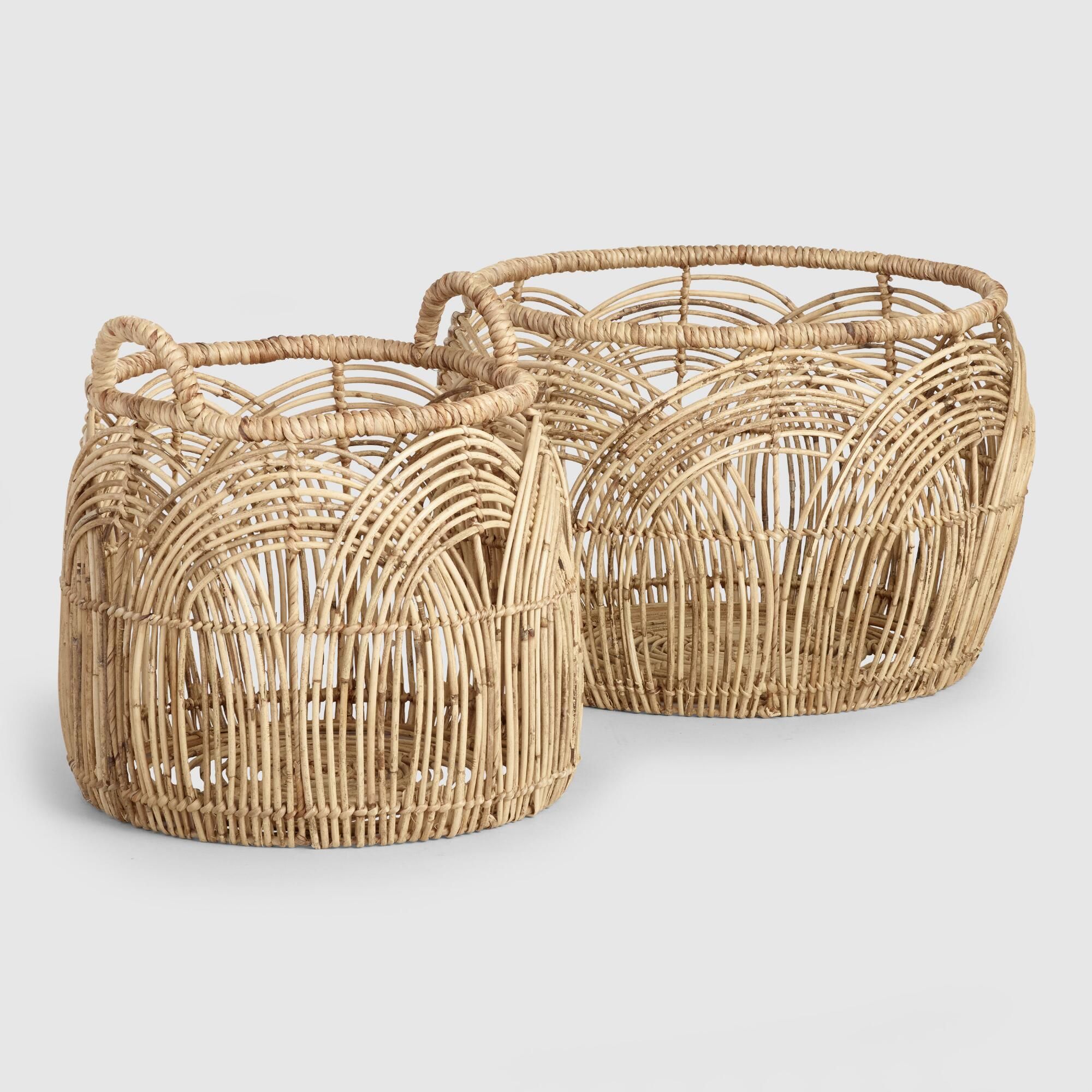 Natural Rattan Open Weave Iris Baskets - Large by World Market Large | World Market