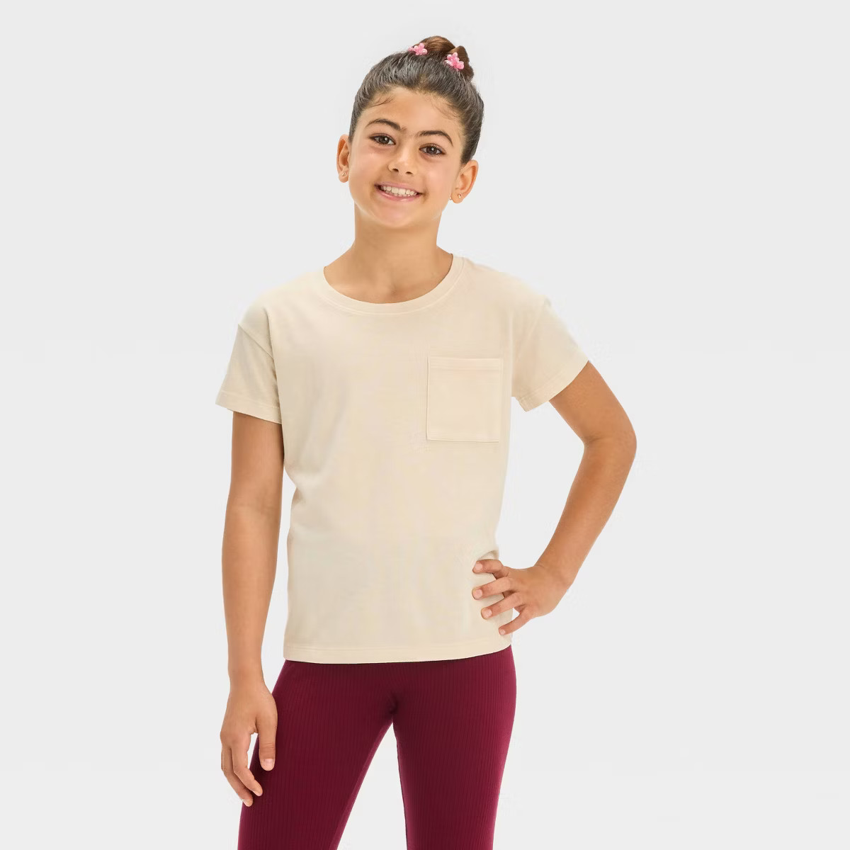 Girls' Short Sleeve Washed Pocket T-Shirt - Cat & Jack™ | Target