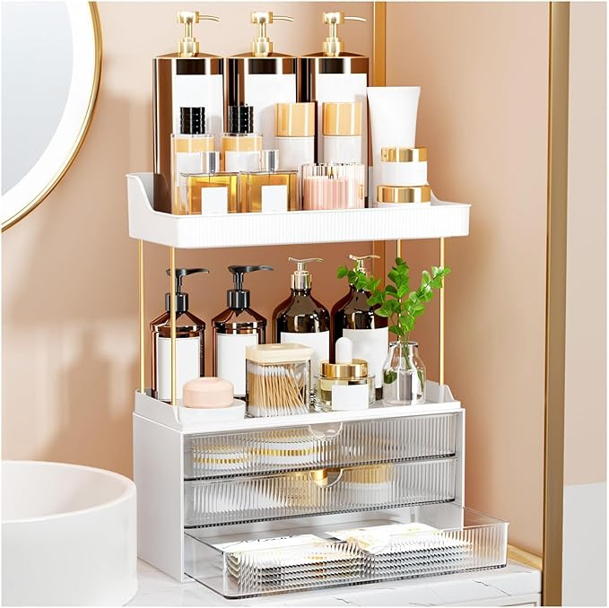 3 Drawers Bathroom Counter Organizer - 5 Tier Makeup Organizer, Versatile Perfume Organizer, Idea... | Amazon (US)