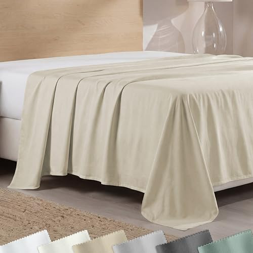 California Design Den Soft 100% Cotton Sateen Full Top Sheet, Beige | Amazon (US)