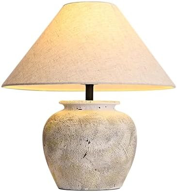 SANDYHA Farmhouse Table Lamps White Clay Pot Ceramic Lamps Creative Ceramic Lamp Body with White ... | Amazon (US)