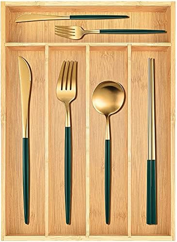 Silverware Organizer Drawer Organizer Utensil Organizer Silverware Tray For Drawer Bamboo Adjustable | Amazon (US)