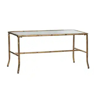 Antique Gold Clear Glass Top Rectangular Coffee Table by Anthony Venetucci | Bed Bath & Beyond
