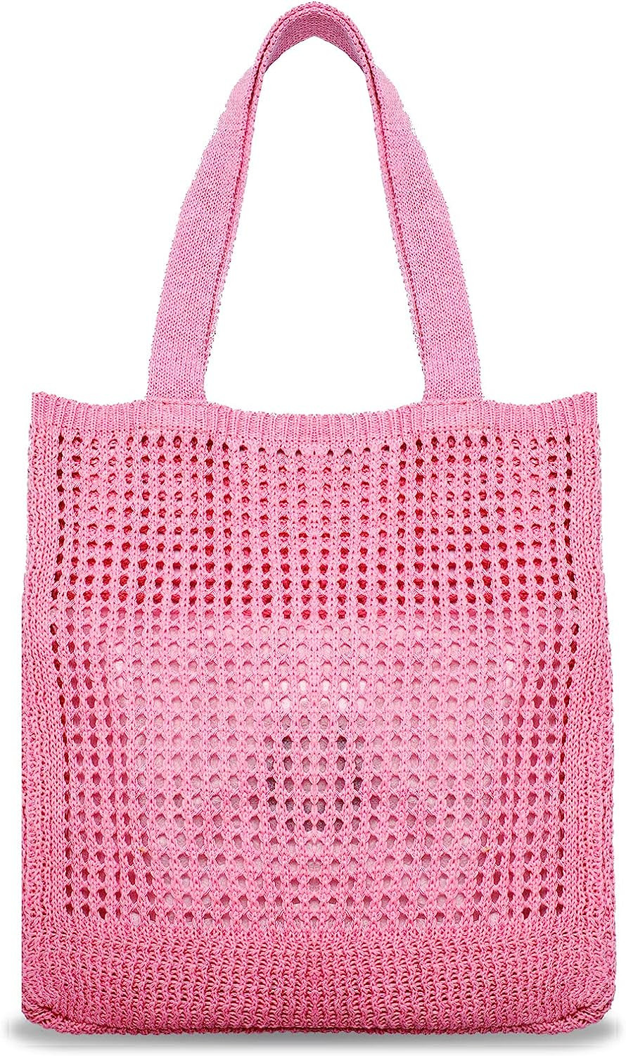 JISONCASE Straw Woven Bag, Cute Handmade Tote bag, Hollow Beach Bags for Women, Fashion Shoulder ... | Amazon (US)