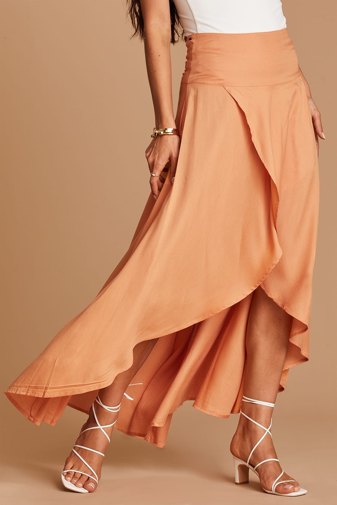 Ambrosio Light Orange High-Low Maxi Skirt | Lulus (US)