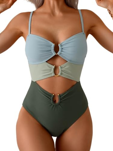 Eomenie Womens Cutout One Piece Swimsuit with Ring Linked Sexy Monokini Bathing Suit for Beach Vacation | Amazon (US)