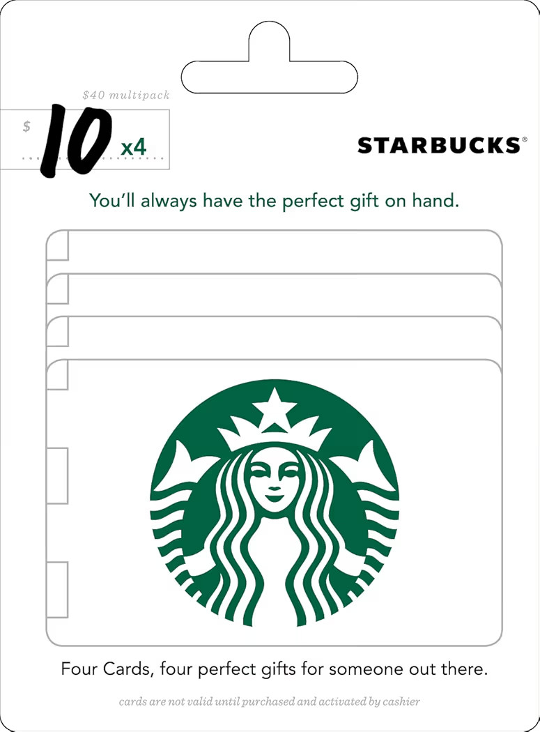 Starbucks $10 Gift Cards (4-Pack) | Amazon (US)