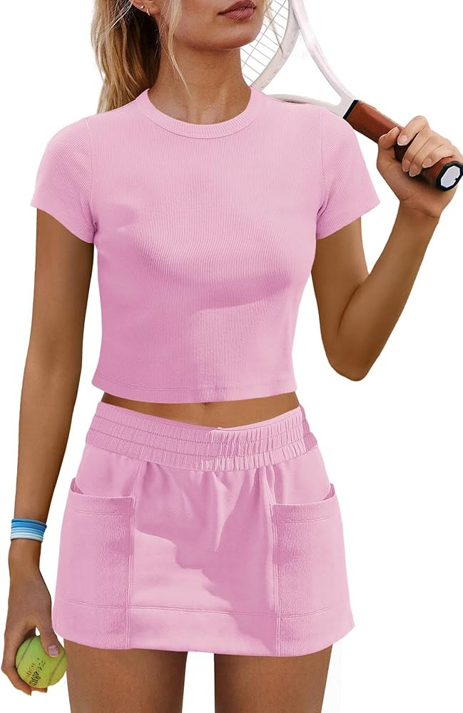 Nirovien Womens 2 Piece Skirt Sets Matching Lounge Set Summer Beach Vacation Outfits Ribbed Tops ... | Amazon (US)