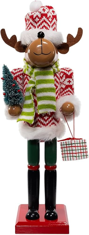 Kurt Adler 15-inch Wooden Reindeer Nutcracker | Amazon (US)