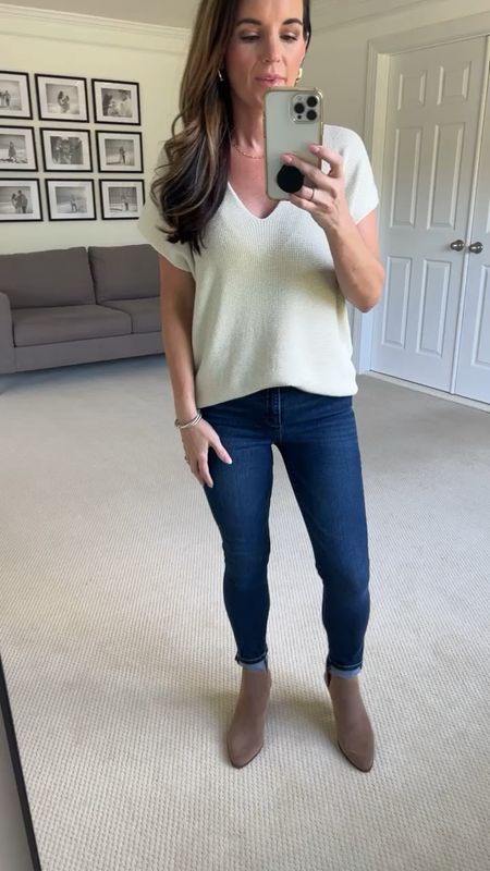 Amazon top fits tts wearing size s
Highrise skinny jeans fit tts wearing 25
Boots / booties are from target. Fit tts. 

#LTKfindsunder100 #LTKstyletip