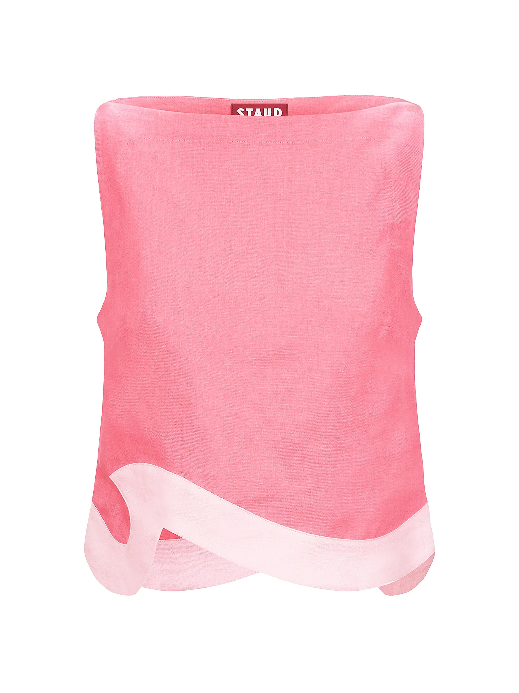 Coral Paradise Pearl PinkAll Tanks, Camis & SleevelessOnly at SaksStaudRaphael Two-Tone Linen Top... | Saks Fifth Avenue